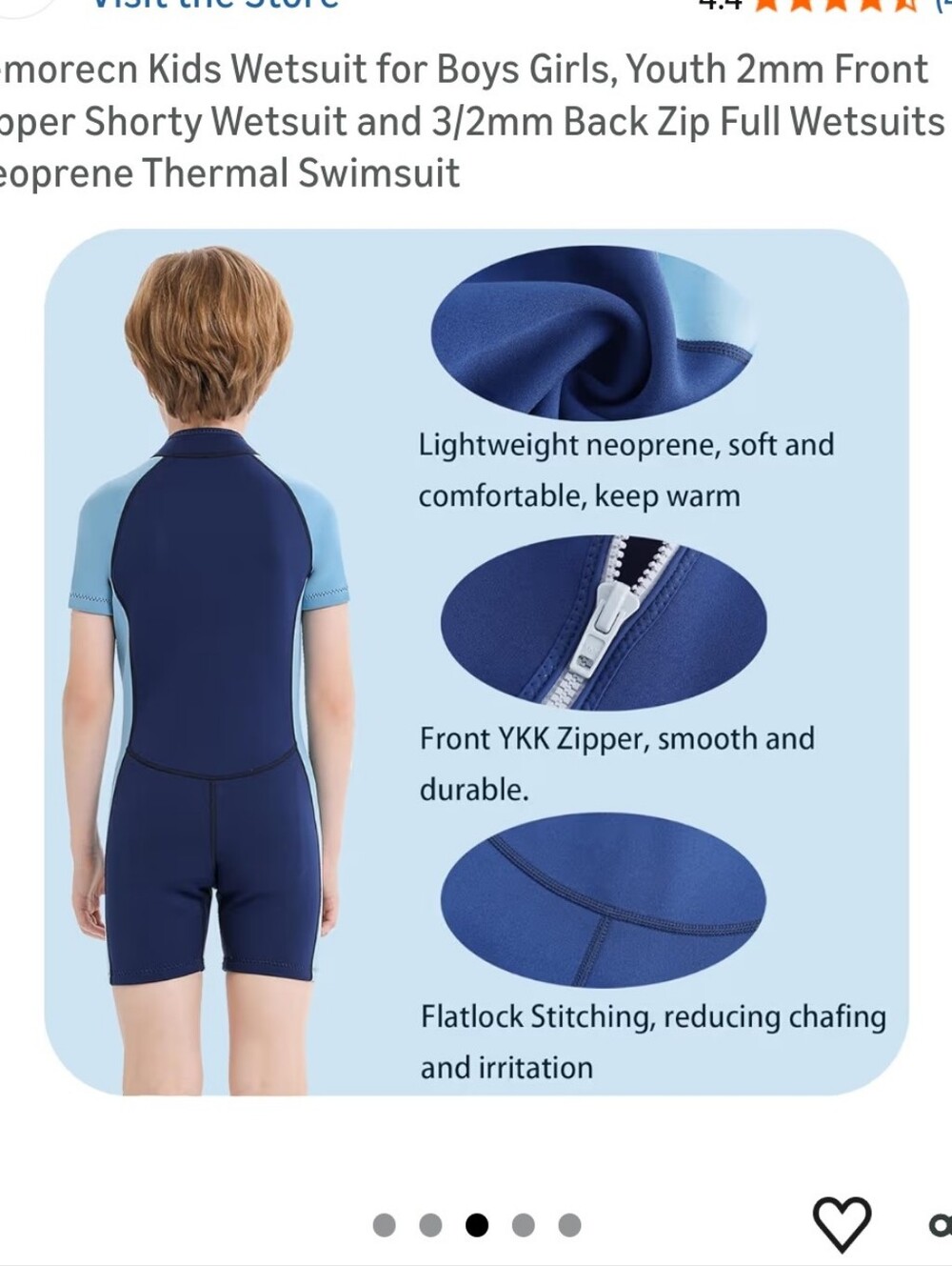 Children's Shorty Neoprene Wetsuit - Navy & Light Blue - Picture 6 of 7